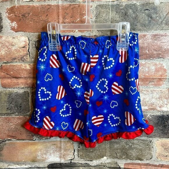 5 for $25🔥24M Red White & Blue Stars & Stripes Hearts Ruffled Shorts - Picture 3 of 4